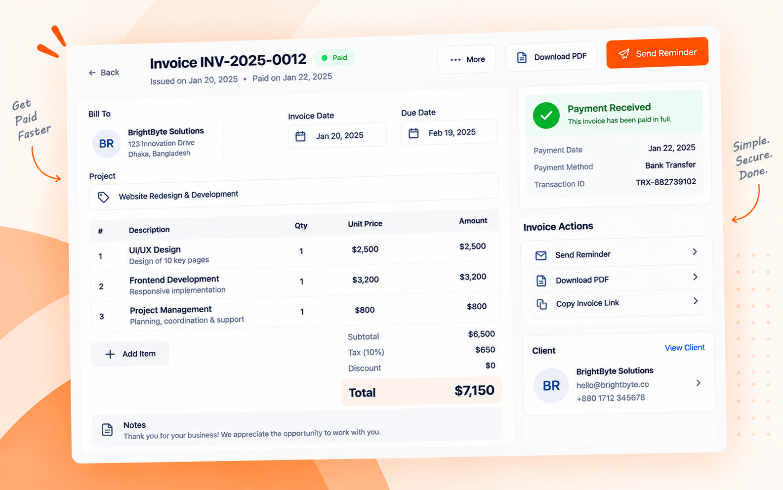 Invoicing and billing