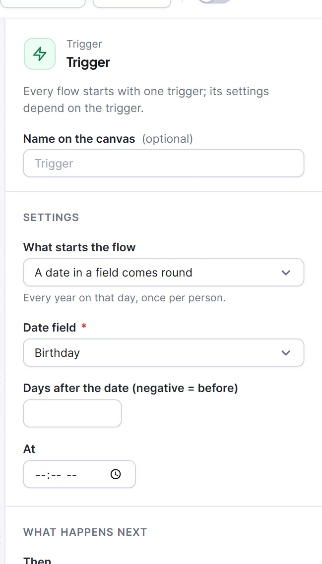 Triggers: every way a flow can start 2 The date trigger with its Date field, Days after the date and At settings
