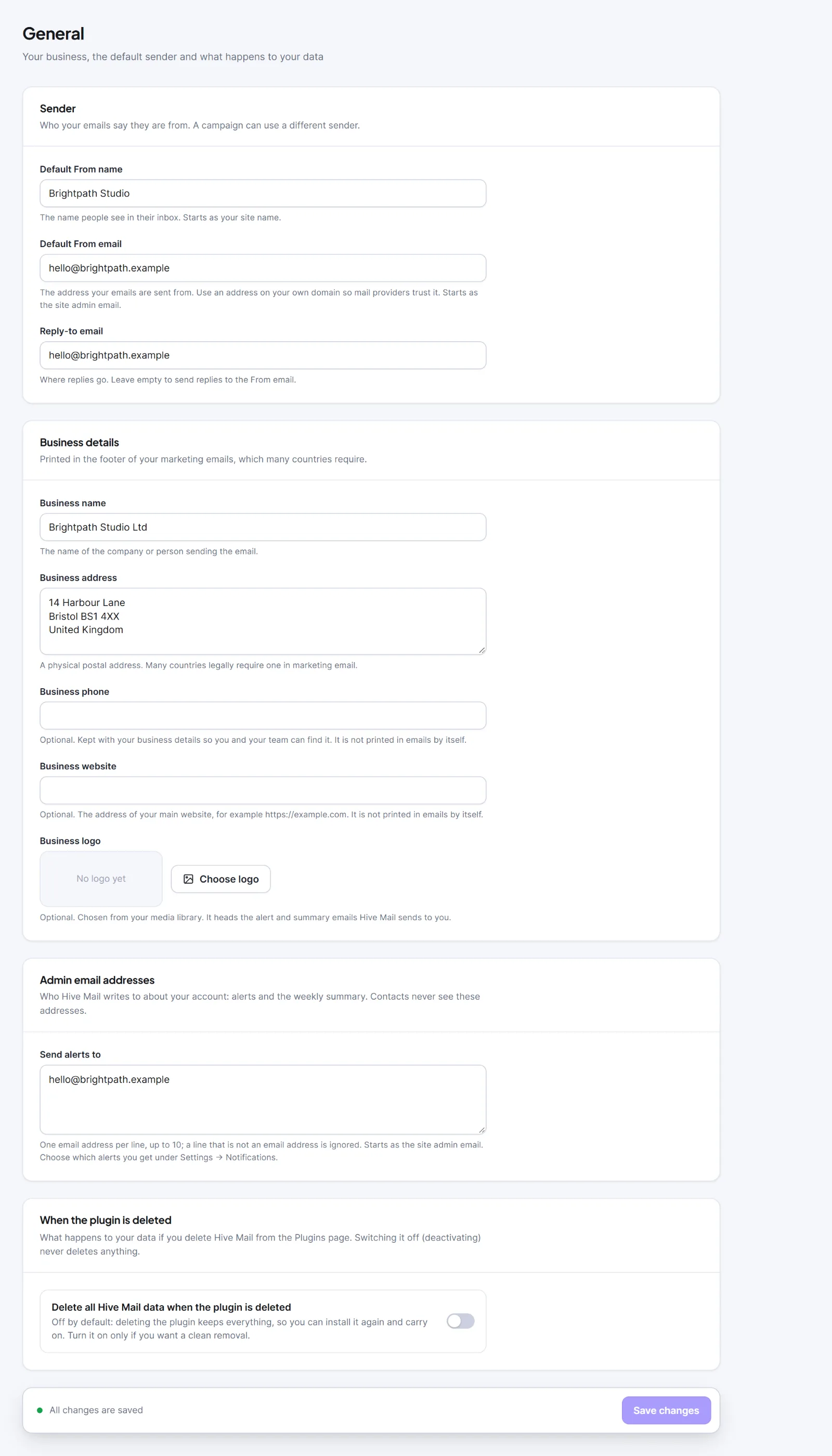 hivemail start settings general 01