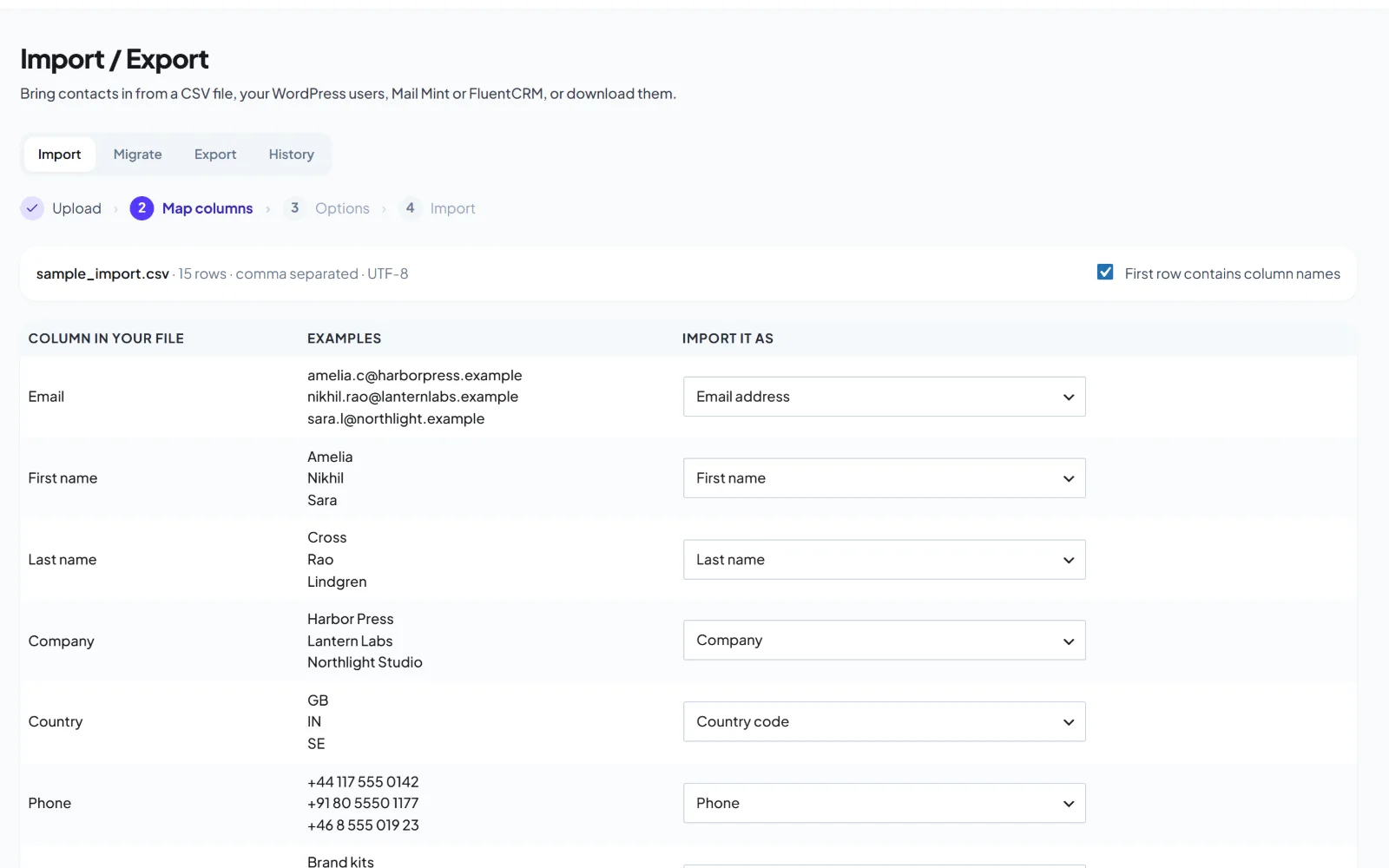 Mapping columns when importing contacts into HiveMail