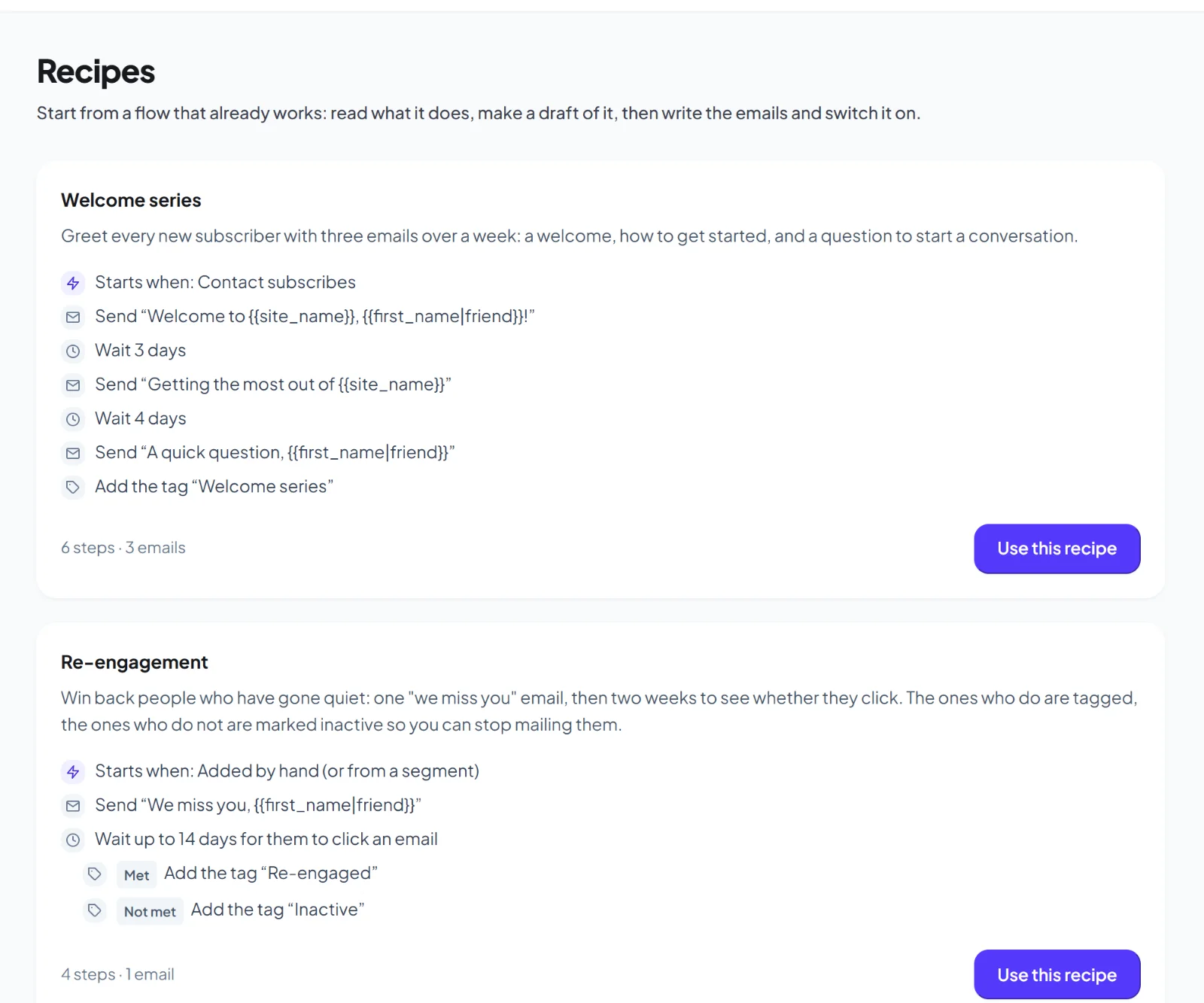 HiveMail automation recipes