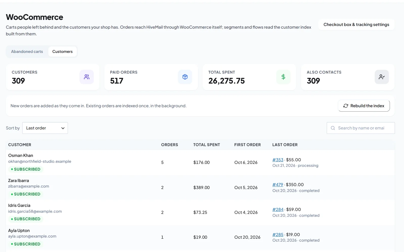 WooCommerce customers in HiveMail
